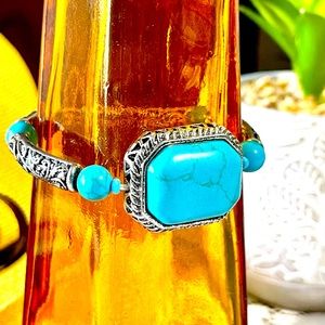 Vintage Turquoise and Silver Filigree Bracelet